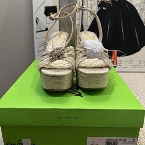 Sam Edelman Janelle Soft Gold Crystal Platform Sandals (NIB)